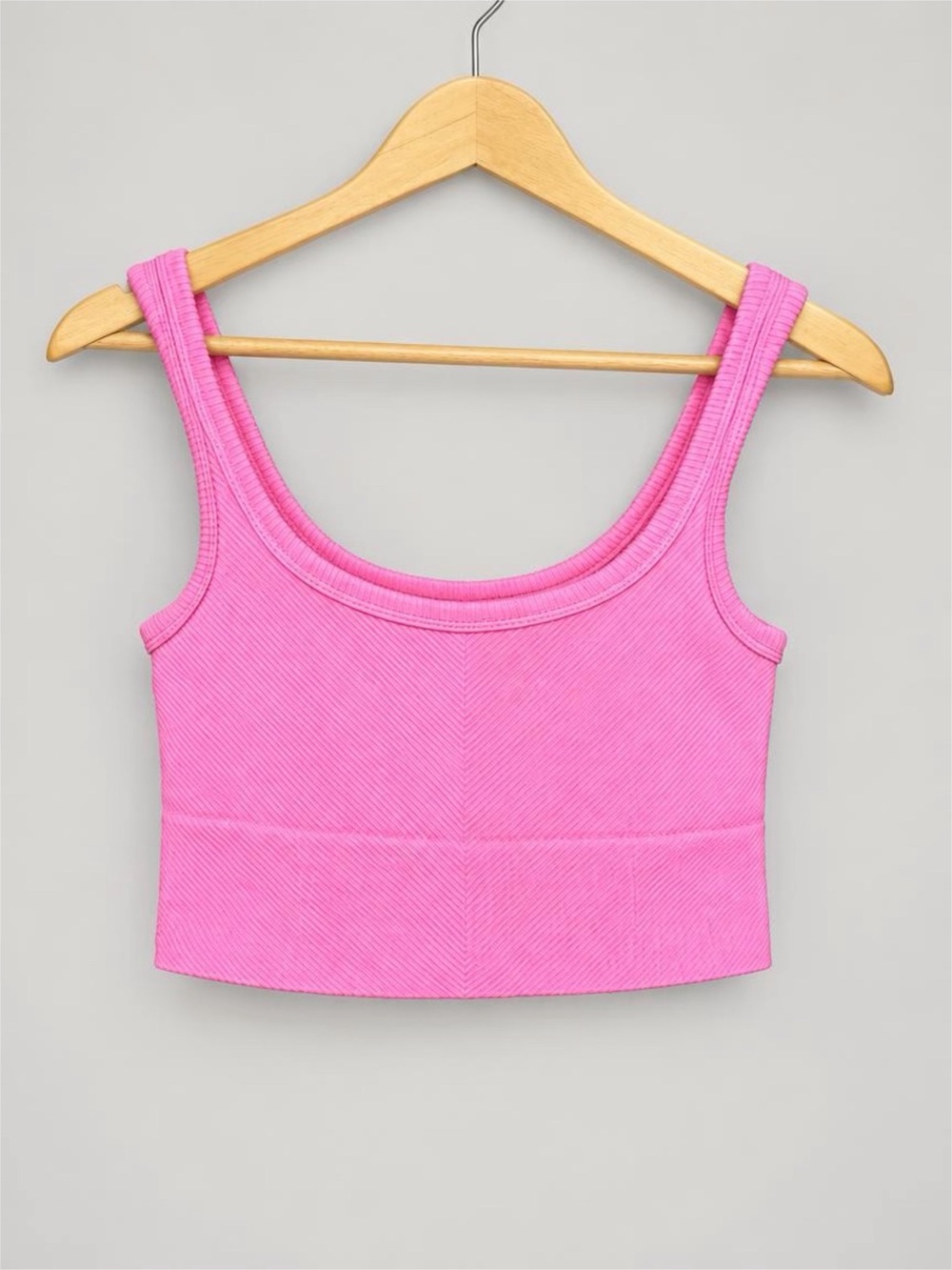 Women's Pink Ribbed Crop Tank Top